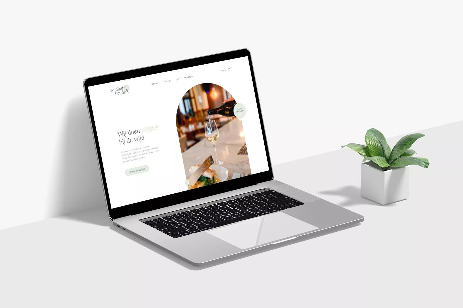 Visualisatie van een laptop waarop een website te zien is.